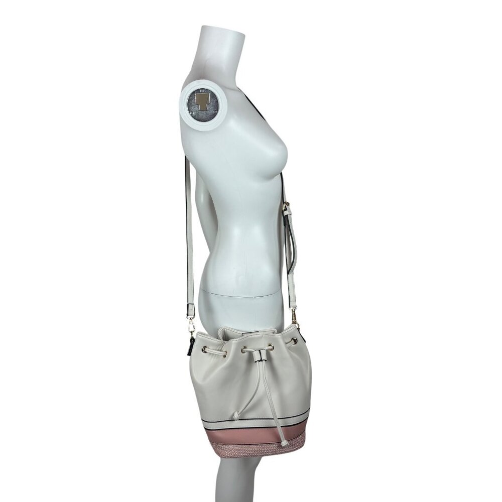 Jen & Co Darcy Pink Bucket Bag Vegan Leather Crossbody Shoulder Handbag Purse - Picture 2 of 13